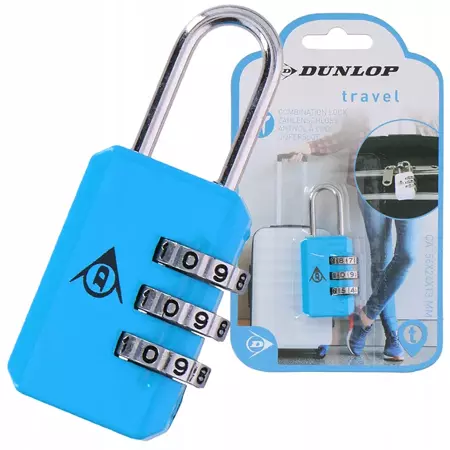 Dunlop Niebieska Kłódka z szyfrem zabezpieczająca bagaż
