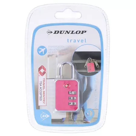 Dunlop Różowa Kłódka TSA z szyfrem zabezpieczająca bagaż