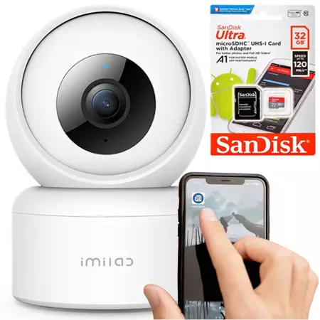 Imilab Wewnętrzna Kamera monitoring domowy C20 Pro + karta pamięci SanDisk 32GB