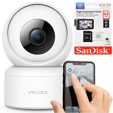 Imilab Wewnętrzna Kamera monitoring domowy C20 Pro + karta pamięci SanDisk 64GB