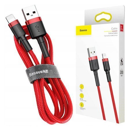 Kabel USB- Lightning 2M do iPhone 7 8 Xs 11 Baseus Czerwony