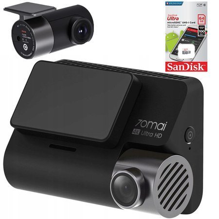 Kamera samochodowa 70mai Smart Dash Cam 4K A800 + Kamera wsteczna RC06 + karta 64GB 100MB/s