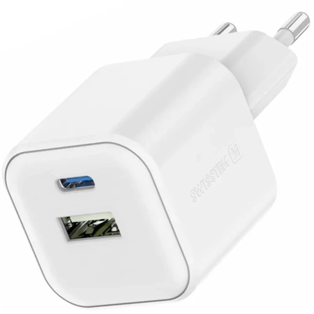 SWISSTEN Biała Ładowarka sieciowa 20W QC USB-A PD USB-C 