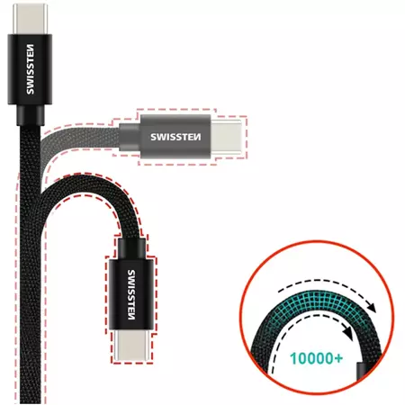 SWISSTEN Biały Kabel USB - USB-C 2m 3A