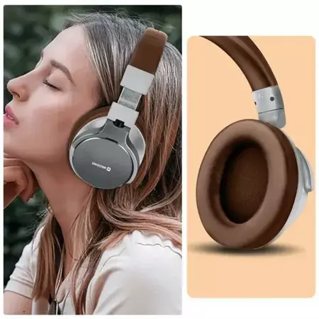 SWISSTEN Brązowe bezprzewodowe Słuchawki nauszne JUMBO