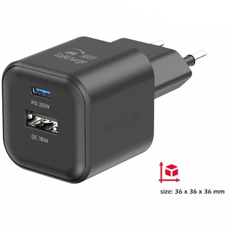 SWISSTEN Czarna Ładowarka sieciowa 20W QC USB-A PD USB-C 