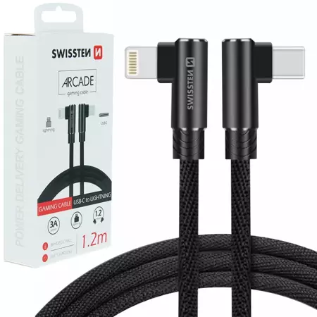 SWISSTEN Czarny Kabel USB-C - Lightning 1,2M do iPhone Arcade
