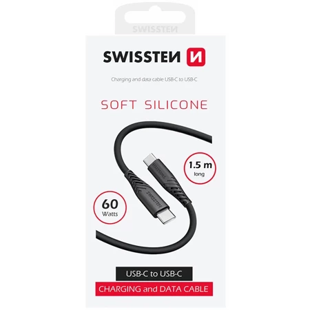 SWISSTEN Czarny Kabel USB-C - USB-C 1,5m 60W