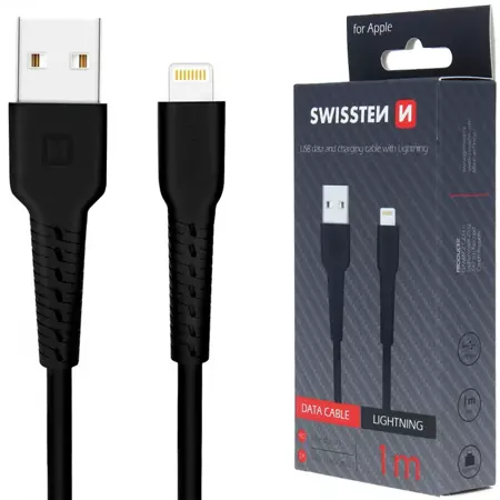 SWISSTEN Czarny Kabel USB - Lightning 1m 2A do iPhone