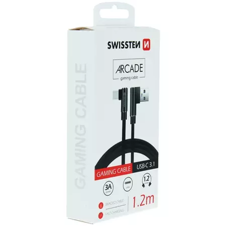 SWISSTEN Czarny Kabel USB - USB-C 1,2m Arcade