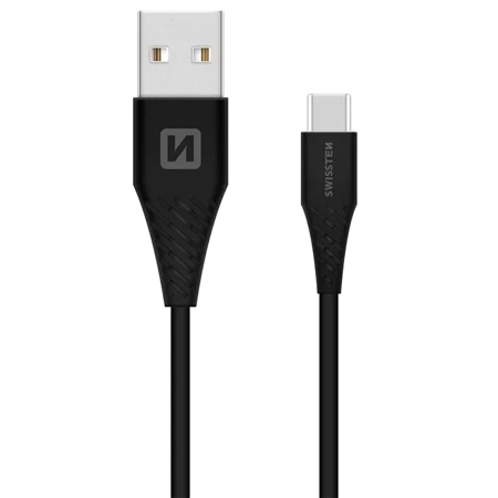 SWISSTEN Czarny Kabel USB - USB-C 1,5m 7mm