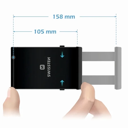 SWISSTEN Czarny uchwyt do telefonu tabletu na oparcie fotela S-GRIP T1-OP