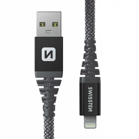 SWISSTEN Czarny wytrzymały Kabel USB - Lightning 60W 3A 1,5m do iPhone