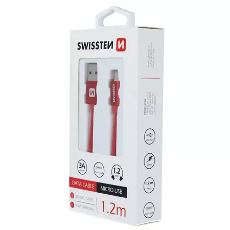 SWISSTEN Czerwony Kabel USB - micro USB 1,2m 3A