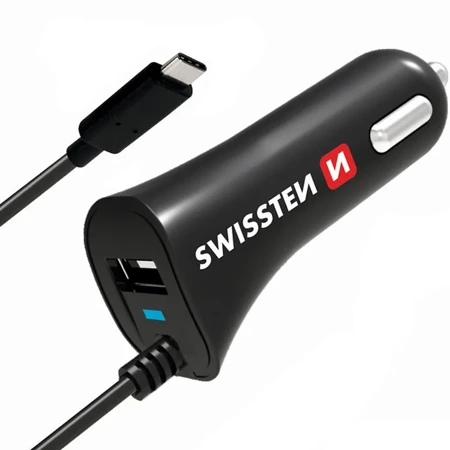 SWISSTEN Ładowarka samochodowa USB z kablem USB-C 2,4A