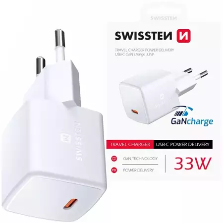 SWISSTEN Ładowarka sieciowa USB-C 33W GaN Charge