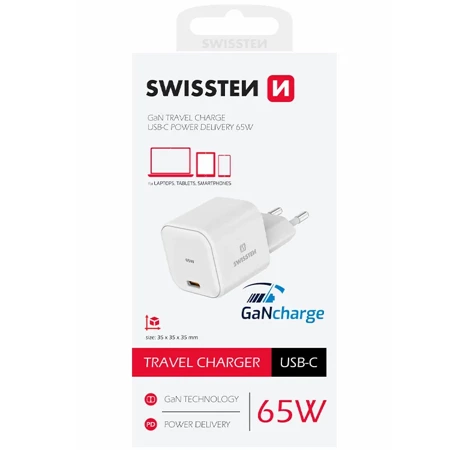 SWISSTEN Ładowarka sieciowa USB-C 65W GaN Charge
