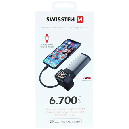 SWISSTEN Powerbank 6700 mAh z ładowaniem bezprzewodowym Apple Watch