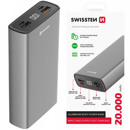 SWISSTEN Powerbank PD QC 20000 mAh