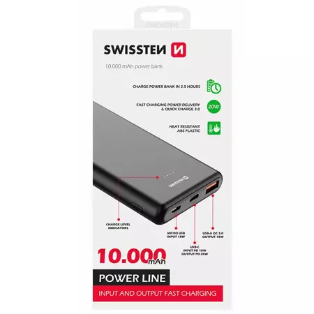 SWISSTEN Powerbank QC PD 20W 10000 mAh POWER LINE