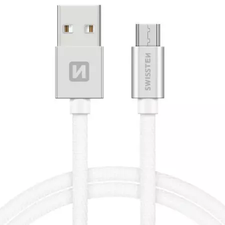 SWISSTEN Srebrny Kabel USB - micro USB 1,2m 3A