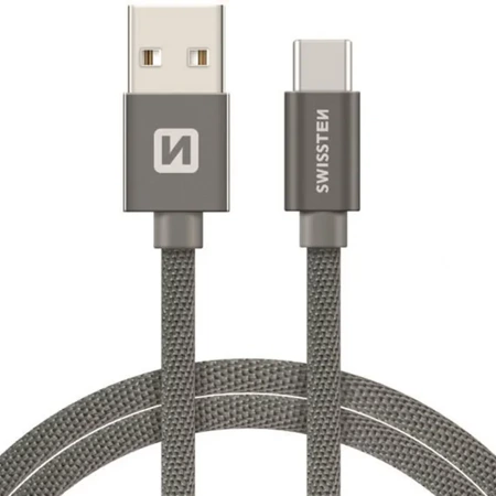 SWISSTEN Szary Kabel USB - USB-C 1,2m 3A