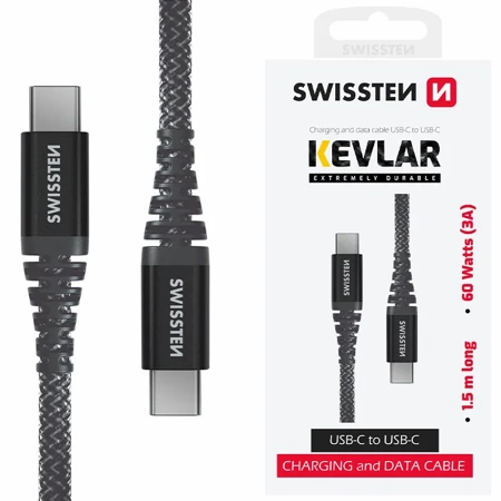 SWISSTEN Wytrzymały Kabel USB-C - USB-C 1,5m 3A