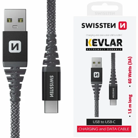 SWISSTEN Wytrzymały Kabel USB - USB-C 1,5m 3A