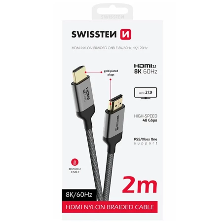 SWISSTEN kabel HDMI/HDMI 8K 60Hz 48Gb/s 2M