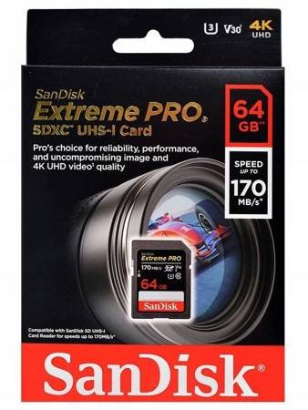 SanDisk Karta pamięci 64GB 170MB/s Extreme Pro SDXC
