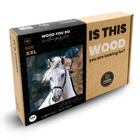 Wood You Do Puzzle drewniane Biały Koń | White Horse | 450 elementów | A2