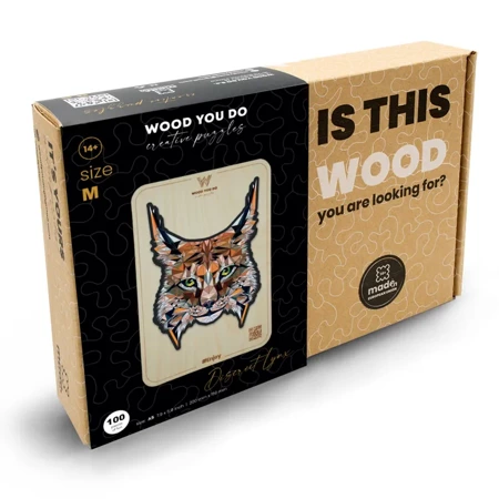 Wood You Do Puzzle drewniane Dyskretny Ryś | Discreet Lynx | 100 elementów | A5