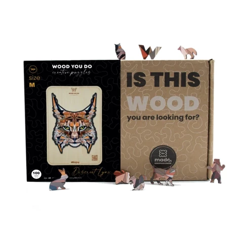 Wood You Do Puzzle drewniane Dyskretny Ryś | Discreet Lynx | 100 elementów | A5