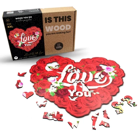Wood You Do Puzzle drewniane Serce | Heart with Love | 140 elementów | A3