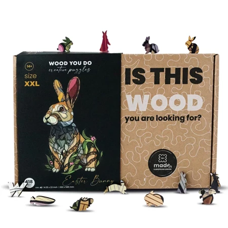 Wood You Do Puzzle drewniane Wielkanocny królik | Easter Bunny | 418 elementów | A2