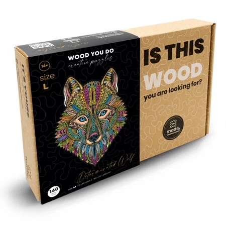 Wood You Do Puzzle drewniane Wilk | Determined Wolf | 140 elementów | A4