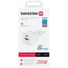 SWISSTEN Biała Ładowarka sieciowa 20W QC USB-A PD USB-C 